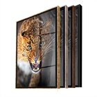 Quadro Decorativo Animais Golden Leopard Com Moldura Prata E