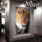Quadro Decorativo Animais Golden Leopard Com Moldura Prata E