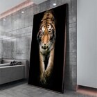 Quadro Decorativo Animais Golden Tiger Com Moldura Marrom 200