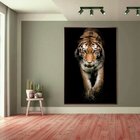 Quadro Decorativo Animais Golden Tiger Com Moldura Marrom 200
