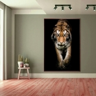 Quadro Decorativo Animais Golden Tiger Com Moldura Marrom 90x