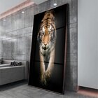 Quadro Decorativo Animais Golden Tiger Com Moldura Marrom E V
