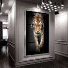 Quadro Decorativo Animais Golden Tiger Com Moldura Prata E Vi