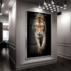 Quadro Decorativo Animais Golden Tiger Com Moldura Prata E Vi