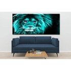 Quadro Decorativo Animais Green Neon Lion - 180x100cm