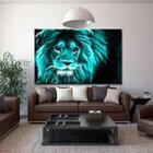 Quadro Decorativo Animais Green Neon Lion - 180x100cm