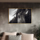 Quadro Decorativo Animais Horse Eye Com Moldura Dourada - 150