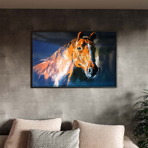 Quadro Decorativo Animais Horse Paint Com Moldura E Vidro Pre
