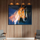 Quadro Decorativo Animais Horse Paint Com Moldura E Vidro Pre
