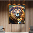 Quadro Decorativo Animais Juba Dourada Com Moldura E Vidro Do