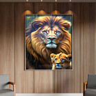 Quadro Decorativo Animais Juba Dourada Com Moldura E Vidro Pr