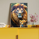 Quadro Decorativo Animais Juba Dourada Com Moldura E Vidro Pr