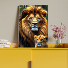 Quadro Decorativo Animais Juba Dourada Com Moldura Prata - 12