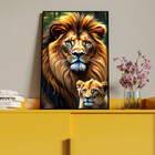 Quadro Decorativo Animais Juba Dourada Com Moldura Preto - 15