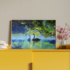 Quadro Decorativo Animais Lago Dos Cisneis Com Moldura E Vidr