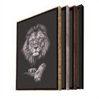 Quadro Decorativo Animais Leão Black Com Moldura Marrom 120x60