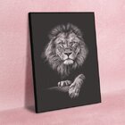 Quadro Decorativo Animais Leão Black Com Moldura Preto 180x100