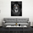 Quadro Decorativo Animais Leão Black Crown - 120x60 Cm