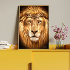 Quadro Decorativo Animais Leão De Judá Com Moldura Dourada -