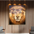 Quadro Decorativo Animais Leão De Judá Com Moldura E Vidro Do