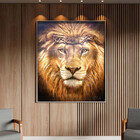 Quadro Decorativo Animais Leão De Judá Com Moldura E Vidro Pr