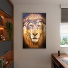 Quadro Decorativo Animais Leão De Judá Com Moldura E Vidro Pr