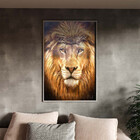 Quadro Decorativo Animais Leão De Judá Com Moldura E Vidro Pr