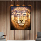 Quadro Decorativo Animais Leão De Judá Com Moldura E Vidro Pr