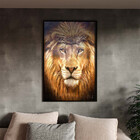 Quadro Decorativo Animais Leão De Judá Com Moldura E Vidro Pr