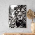 Quadro Decorativo Animais Leão E Filho - 150x100 Cm