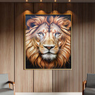 Quadro Decorativo Animais Leão Soberano Com Moldura E Vidro D