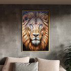 Quadro Decorativo Animais Leão Soberano Com Moldura E Vidro D