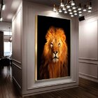 Quadro Decorativo Animais Lion Gold Com Moldura Dourada 180x1