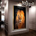 Quadro Decorativo Animais Lion Gold Com Moldura Dourada E Vid
