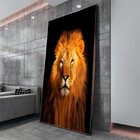Quadro Decorativo Animais Lion Gold Com Moldura Marrom 200x135