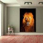 Quadro Decorativo Animais Lion Gold Com Moldura Marrom 200x135