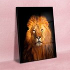 Quadro Decorativo Animais Lion Gold Com Moldura Preta E Vidro