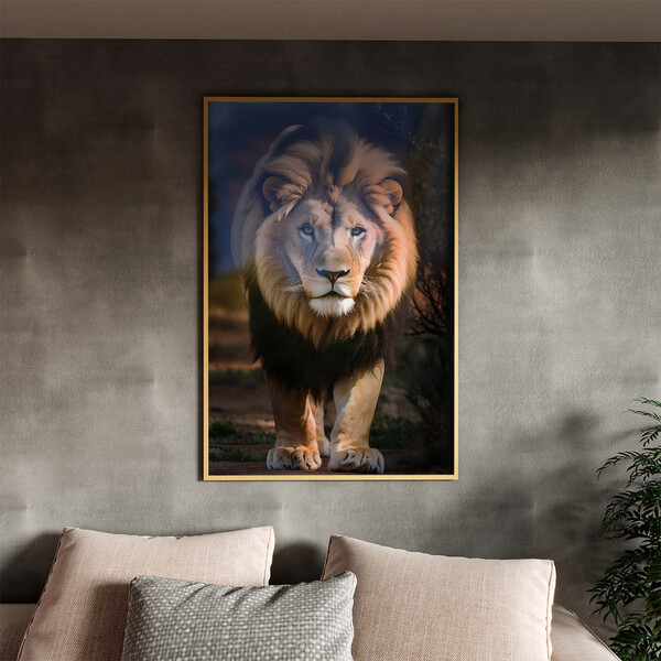 Quadro Decorativo Animais Lion Walk Com Moldura E Vidro Doura