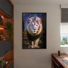 Quadro Decorativo Animais Lion Walk Com Moldura E Vidro Preto
