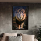 Quadro Decorativo Animais Lion Walk Com Moldura E Vidro Preto