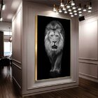Quadro Decorativo Animais Lion White Com Moldura Dourada 150x