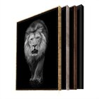 Quadro Decorativo Animais Lion White Com Moldura Dourada 150x