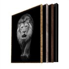 Quadro Decorativo Animais Lion White Com Moldura Dourada 180x