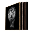 Quadro Decorativo Animais Lion White Com Moldura Dourada 180x