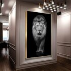 Quadro Decorativo Animais Lion White Com Moldura Dourada 200x