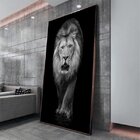 Quadro Decorativo Animais Lion White Com Moldura Marrom 100x70