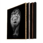 Quadro Decorativo Animais Lion White Com Moldura Marrom 180x1