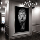 Quadro Decorativo Animais Lion White Com Moldura Prata 120x80