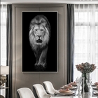Quadro Decorativo Animais Lion White Com Moldura Prata 90x60