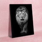Quadro Decorativo Animais Lion White Com Moldura Preto 100x70